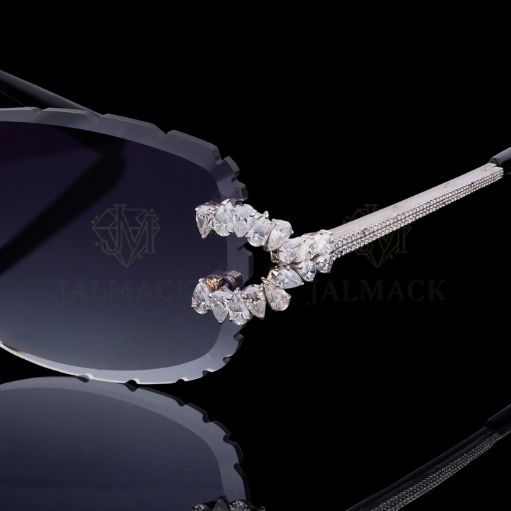 Luxury Silver Moissanite Rimless Sunglasses