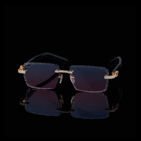Luxury Rose Gold Moissanite Rimless Sunglasses