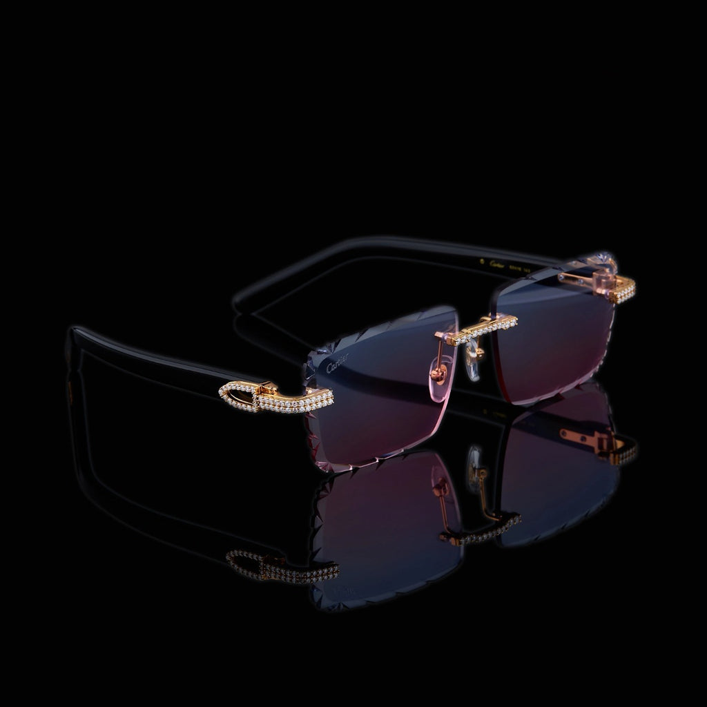 Luxury Rose Gold Moissanite Rimless Sunglasses
