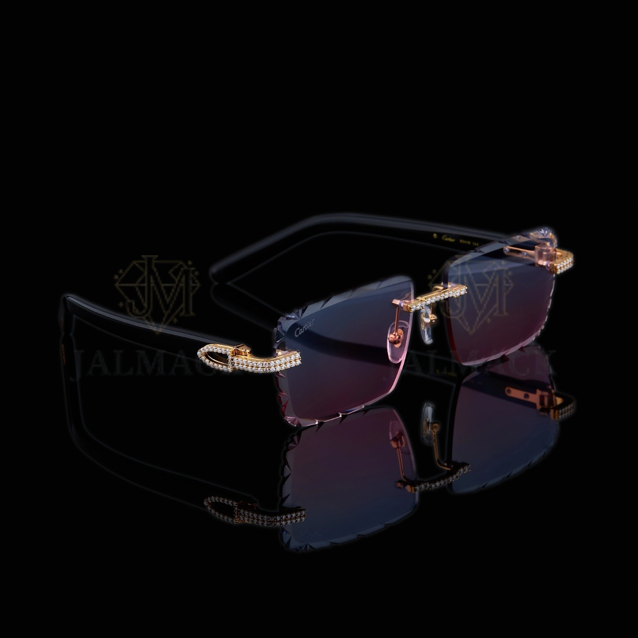 Luxury Rose Gold Moissanite Rimless Sunglasses