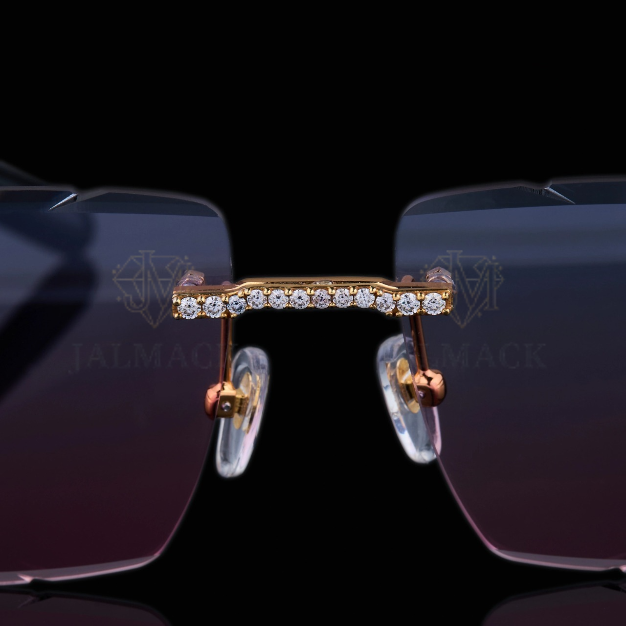 Luxury Rose Gold Moissanite Rimless Sunglasses