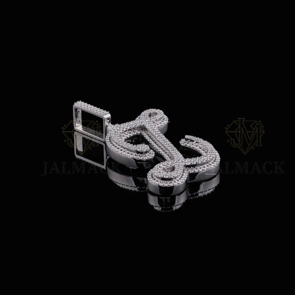 Custom Script J Moissanite Pendant VVS1 D Color Fully Iced Out