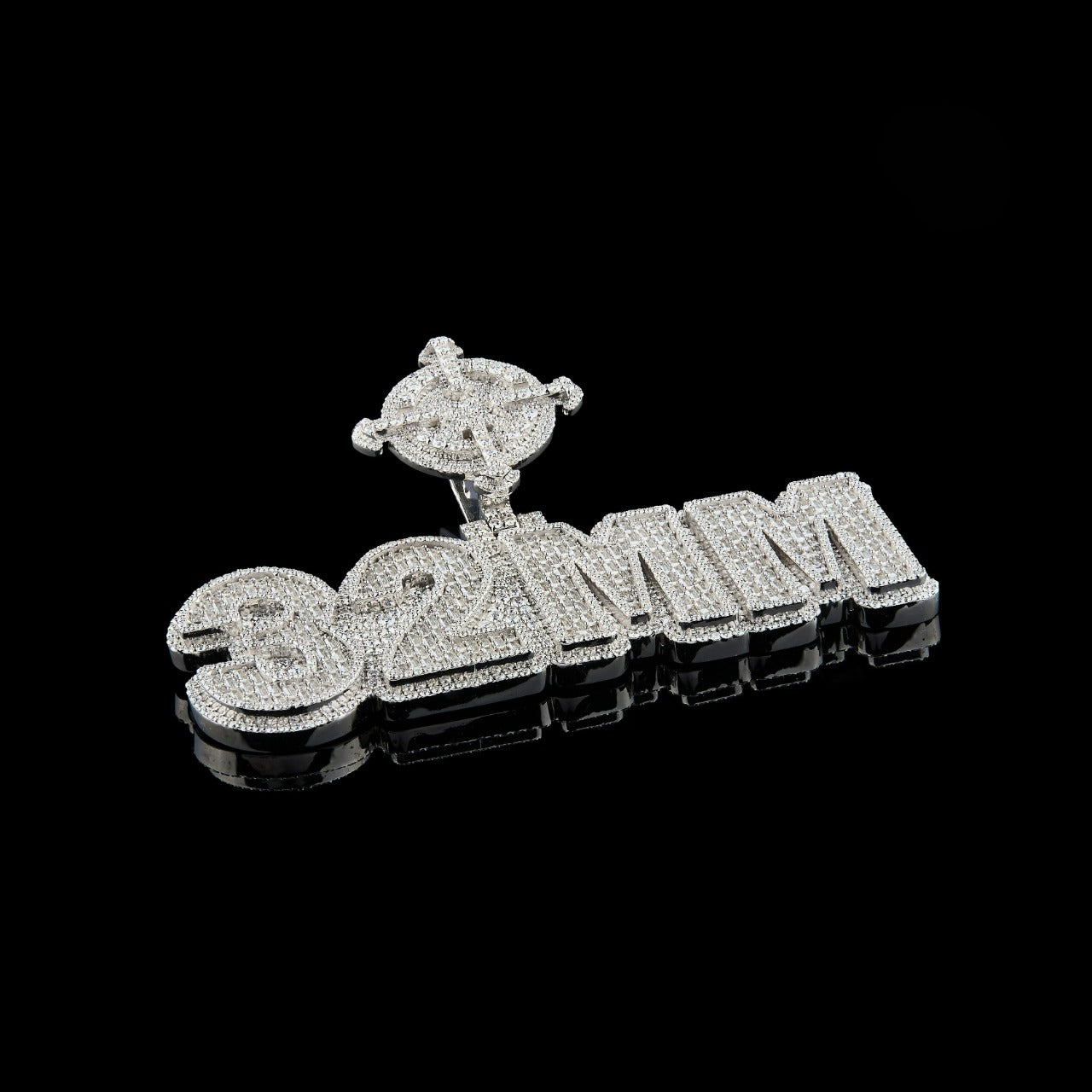 32MM Baguette Moissanite Compass Pendant VVS1 D Color Fully Iced Out