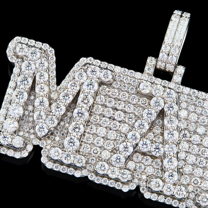 Custom MIND Moissanite Letter Pendant VVS1 D Color Fully Iced Out