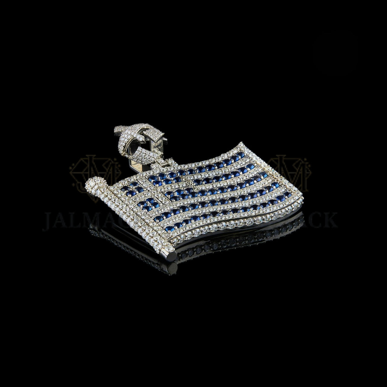 Greek Flag Spartan Helmet Moissanite Pendant Fully Iced Out
