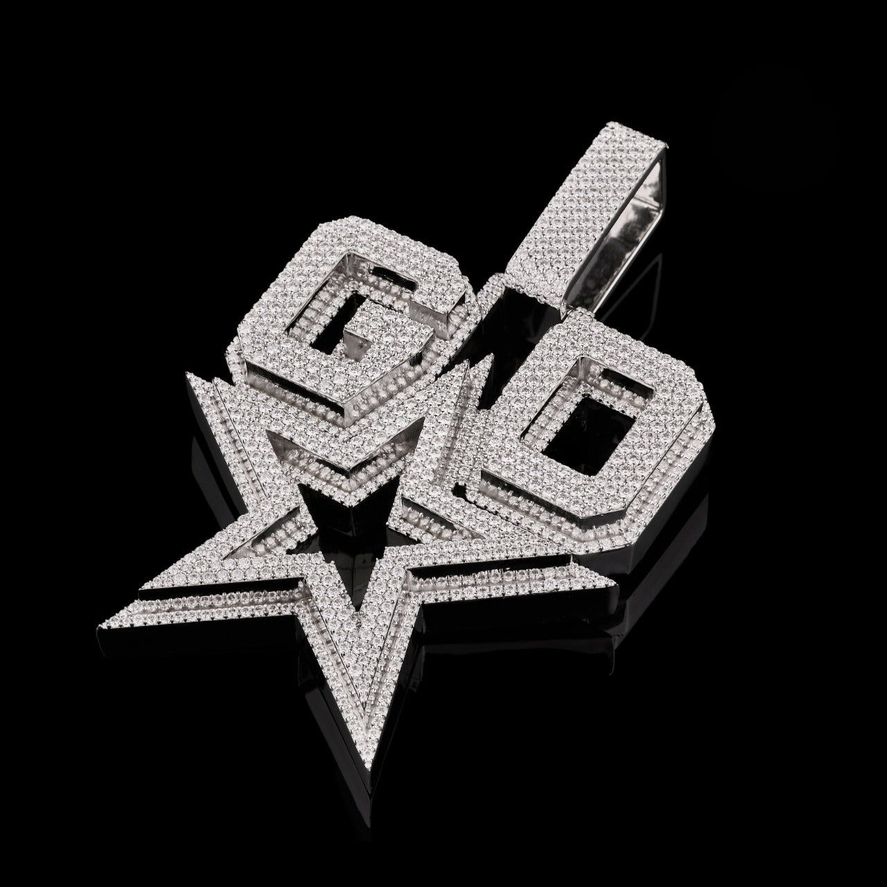Custom GO Star Moissanite Logo Pendant VVS1 D Color Fully Iced Out