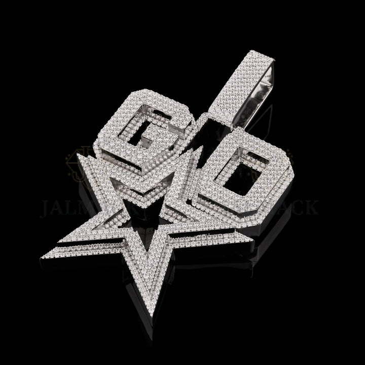 Custom GO Star Moissanite Logo Pendant VVS1 D Color Fully Iced Out