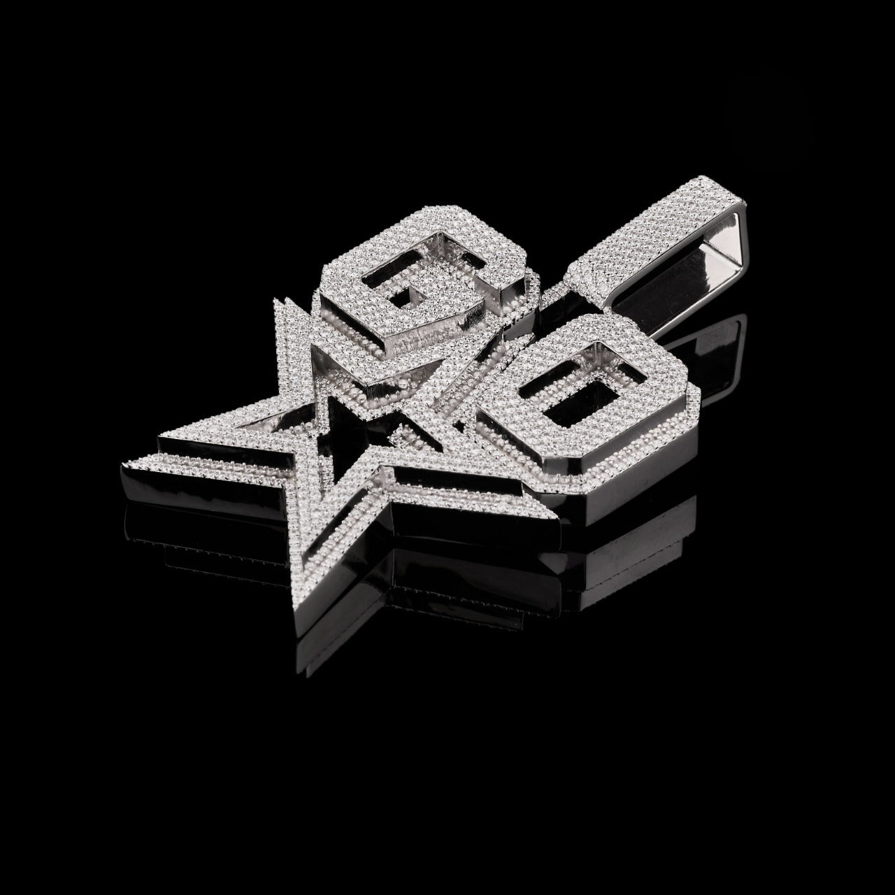 Custom GO Star Moissanite Logo Pendant VVS1 D Color Fully Iced Out