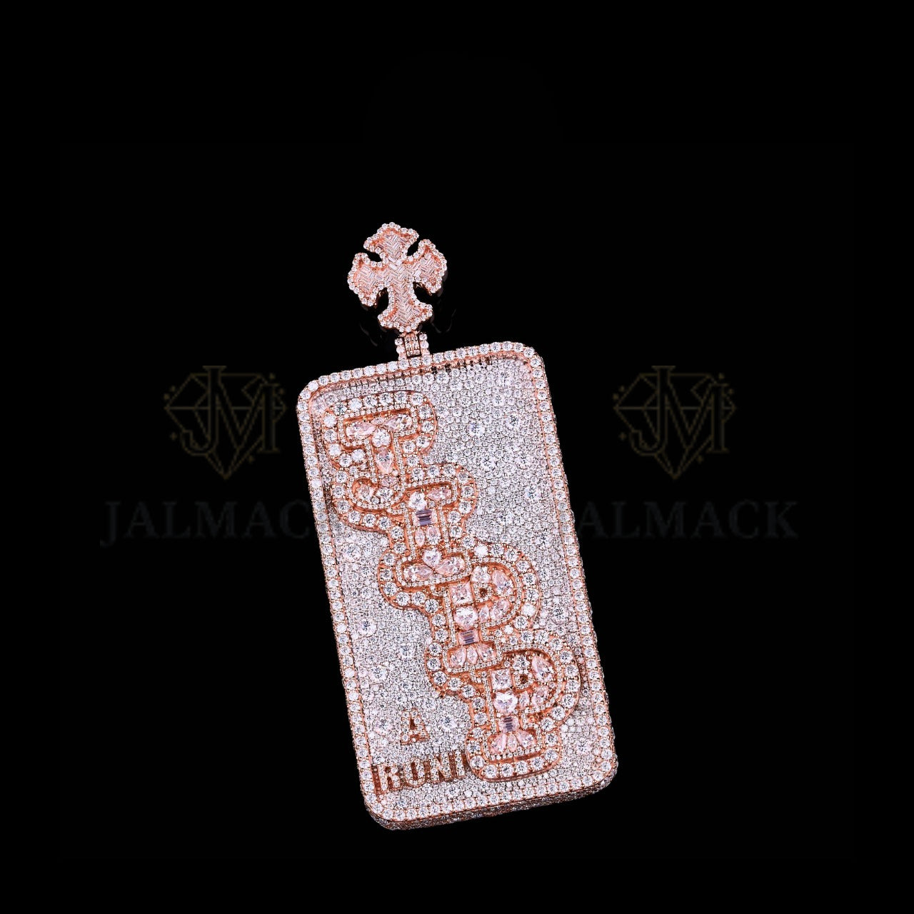 Rose Gold Money Bill Moissanite Pendant VVS1 D Color Fully Iced Out