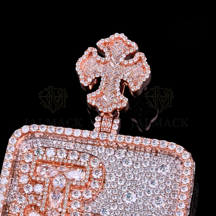Rose Gold Money Bill Moissanite Pendant VVS1 D Color Fully Iced Out