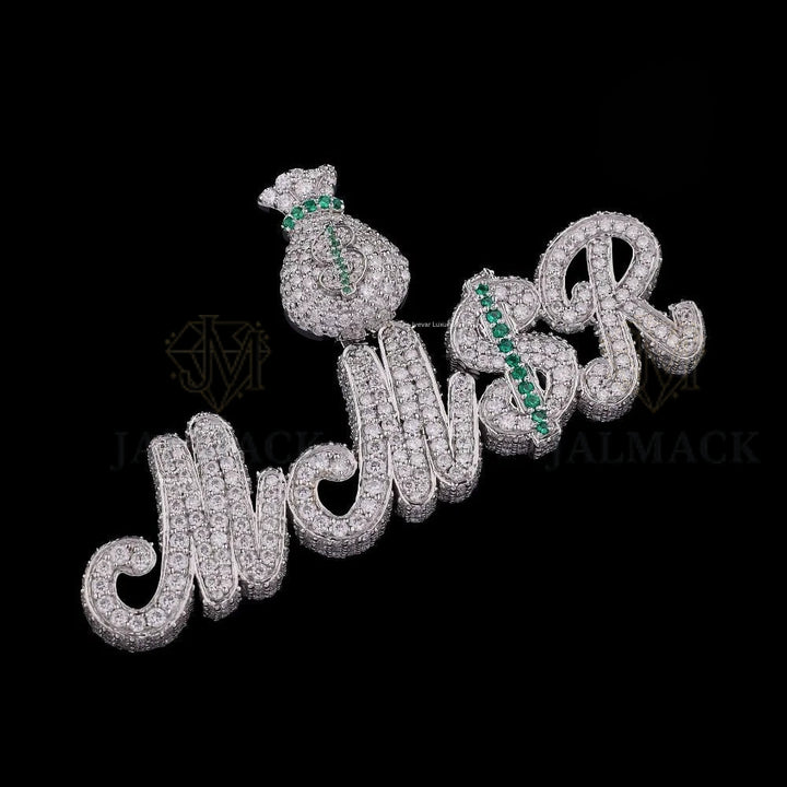 Custom MNSB Moissanite Script Pendant with Money Bag VVS1 D Color