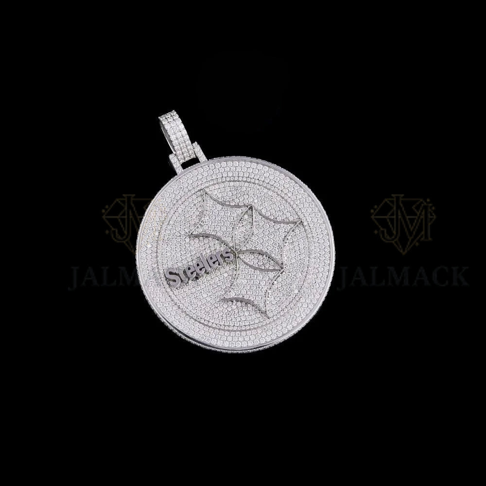 Steelers Logo Moissanite Medallion Pendant VVS1 D Color Fully Iced Out
