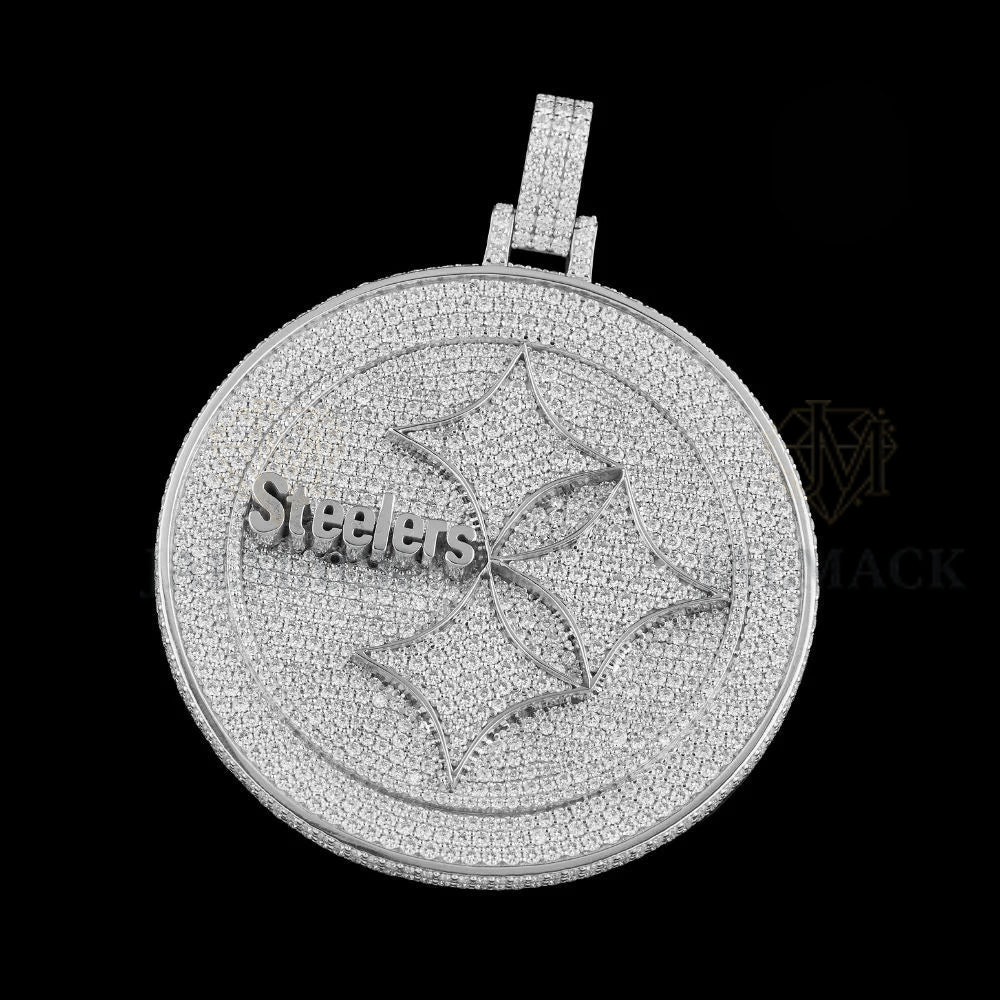Steelers Logo Moissanite Medallion Pendant VVS1 D Color Fully Iced Out
