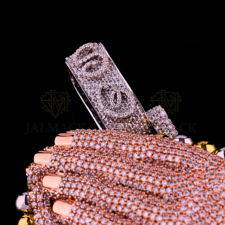 Praying Hands Rosary Cross Moissanite Pendant VVS1 D Color Fully Iced Out