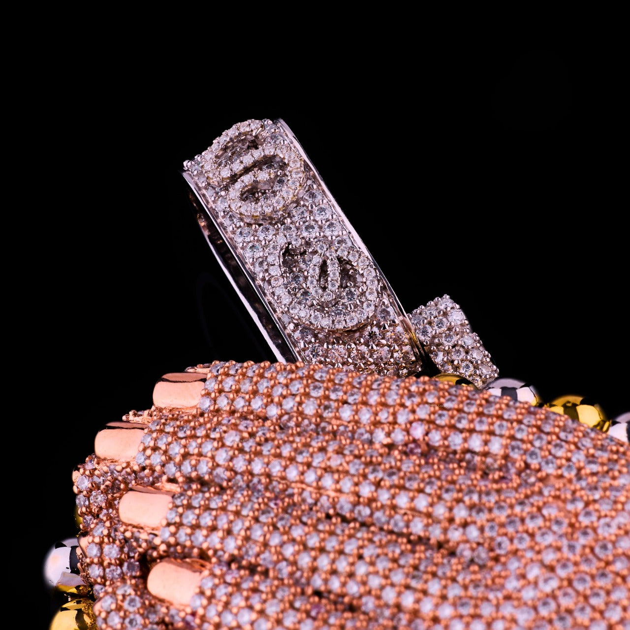 Praying Hands Rosary Cross Moissanite Pendant VVS1 D Color Fully Iced Out
