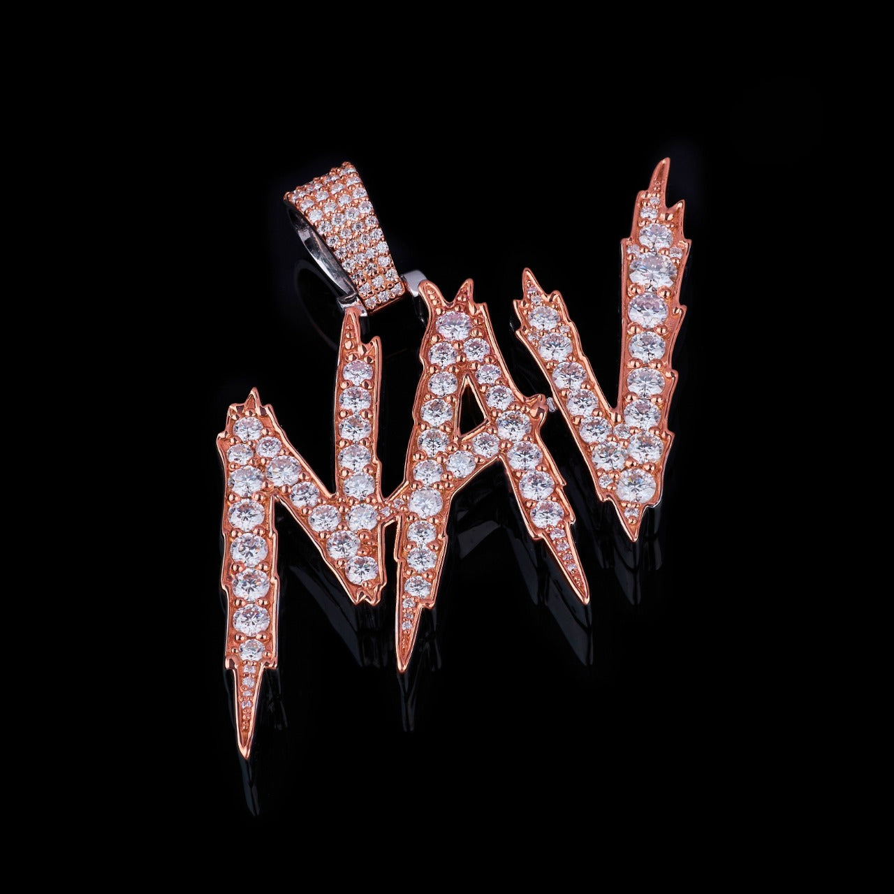 Rose Gold NAV Lightning Moissanite Pendant VVS1 D Color
