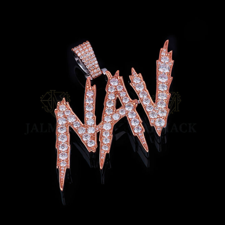 Rose Gold NAV Lightning Moissanite Pendant VVS1 D Color