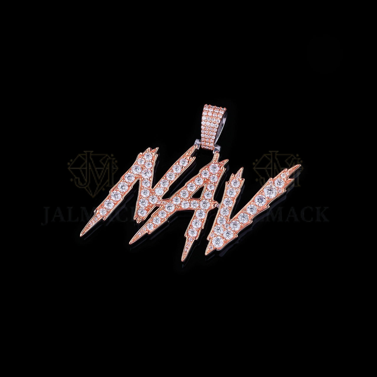 Rose Gold NAV Lightning Moissanite Pendant VVS1 D Color