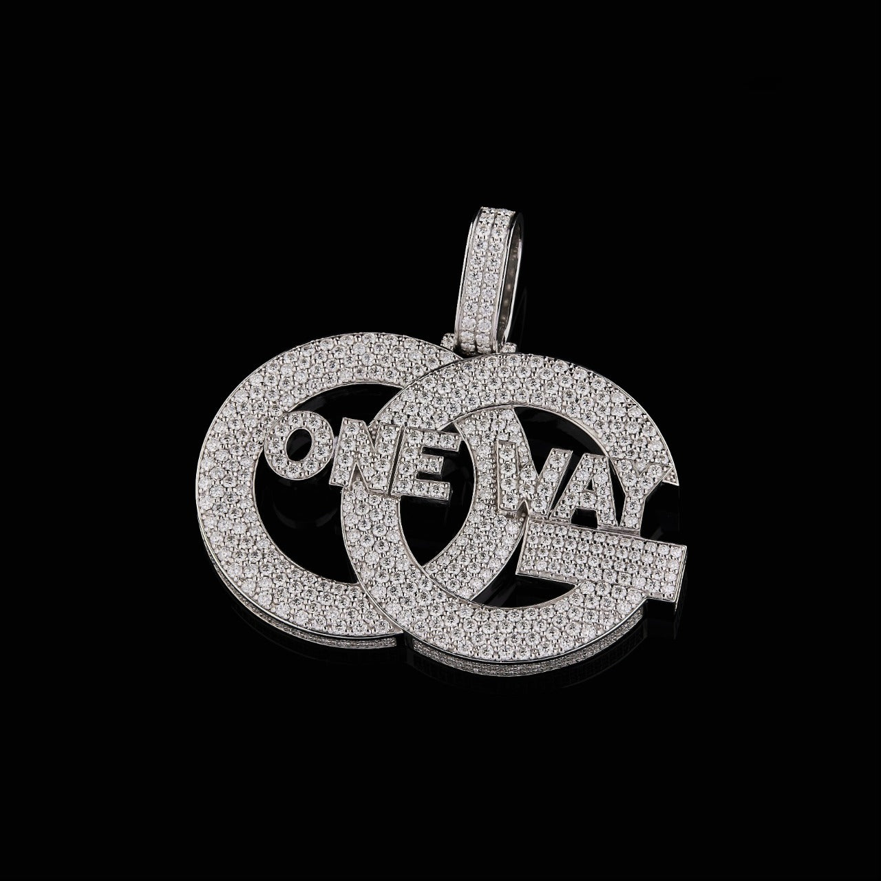 ONE WAY Moissanite Interlocking Logo Pendant VVS1 D Color Fully Iced Out