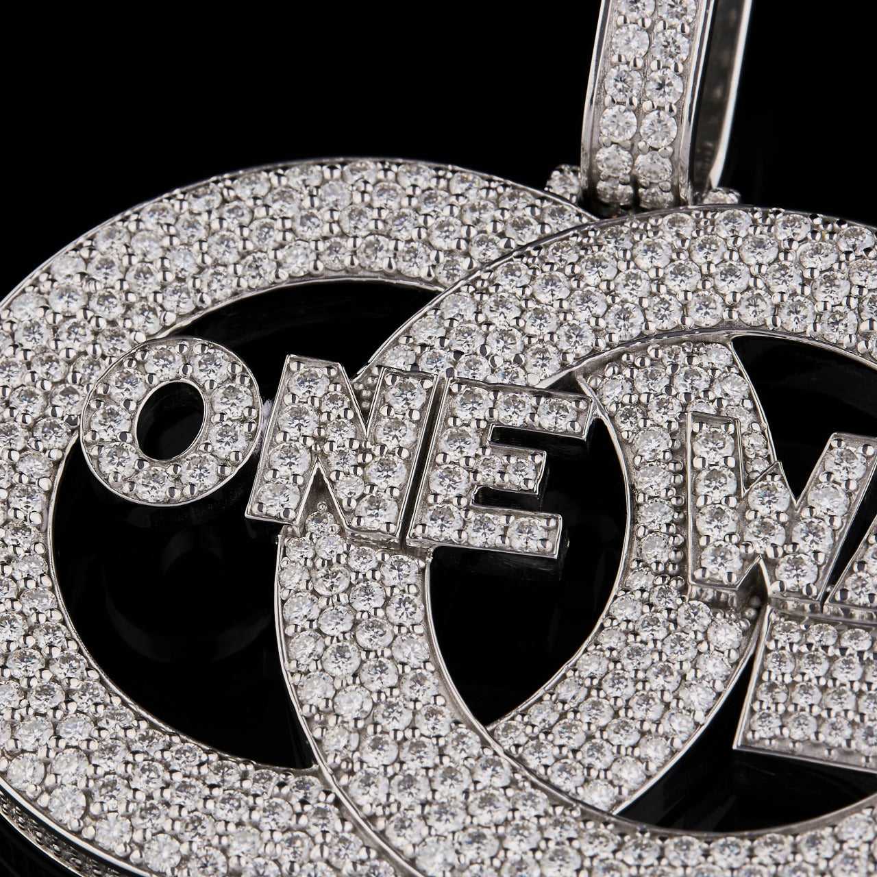 ONE WAY Moissanite Interlocking Logo Pendant VVS1 D Color Fully Iced Out