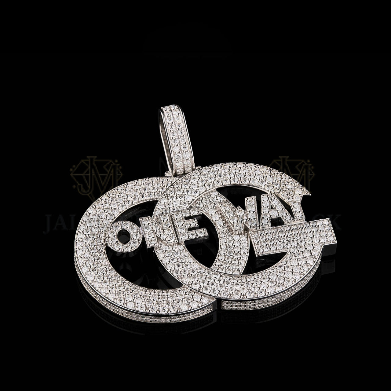ONE WAY Moissanite Interlocking Logo Pendant VVS1 D Color Fully Iced Out