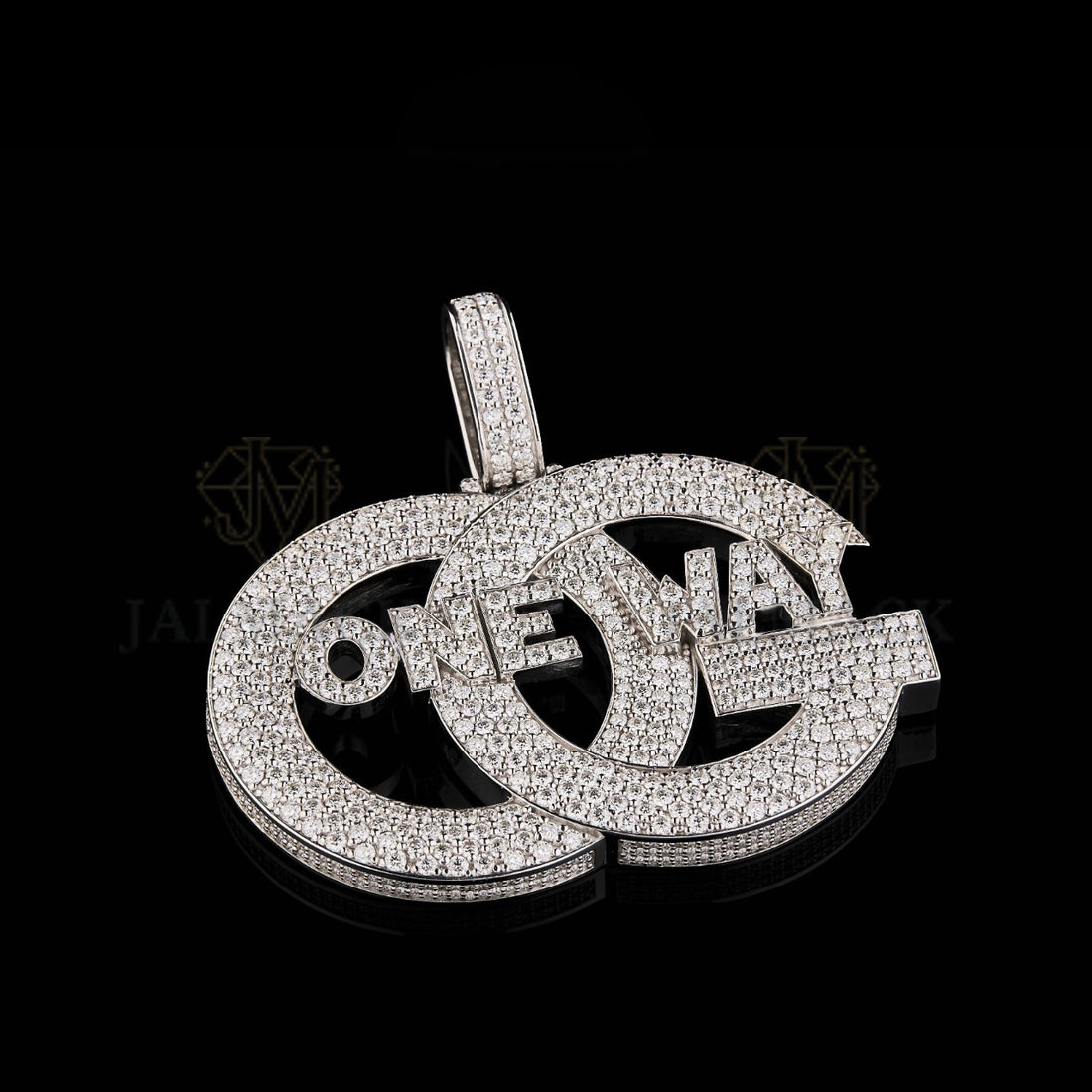 ONE WAY Moissanite Interlocking Logo Pendant VVS1 D Color Fully Iced Out