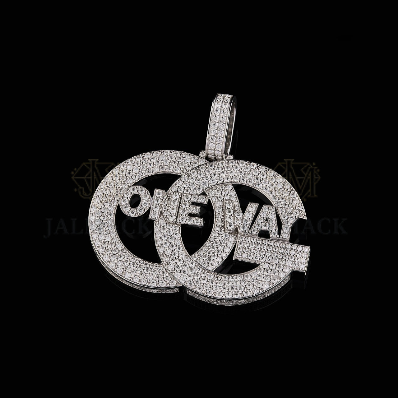 ONE WAY Moissanite Interlocking Logo Pendant VVS1 D Color Fully Iced Out