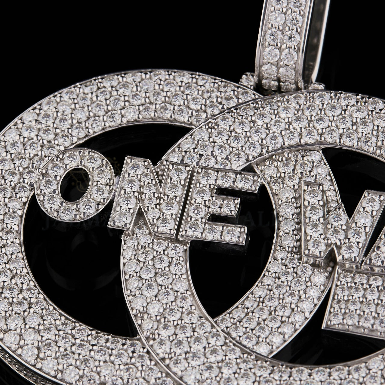 ONE WAY Moissanite Interlocking Logo Pendant VVS1 D Color Fully Iced Out