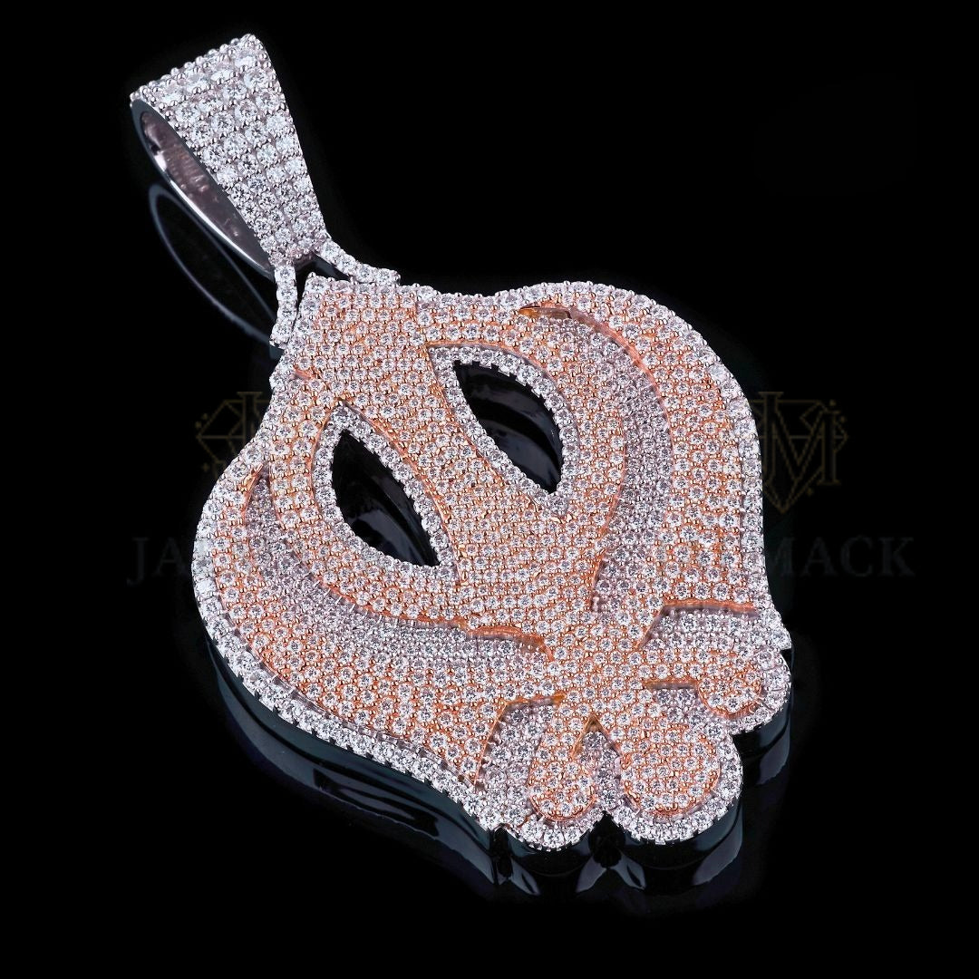 Two-Tone ND Monogram Moissanite Pendant VVS1 D Color Fully Iced Out