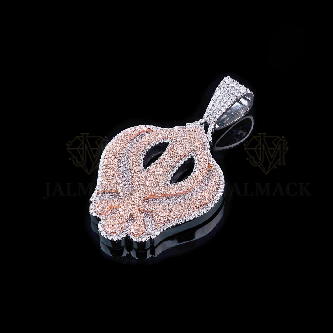 Two-Tone ND Monogram Moissanite Pendant VVS1 D Color Fully Iced Out