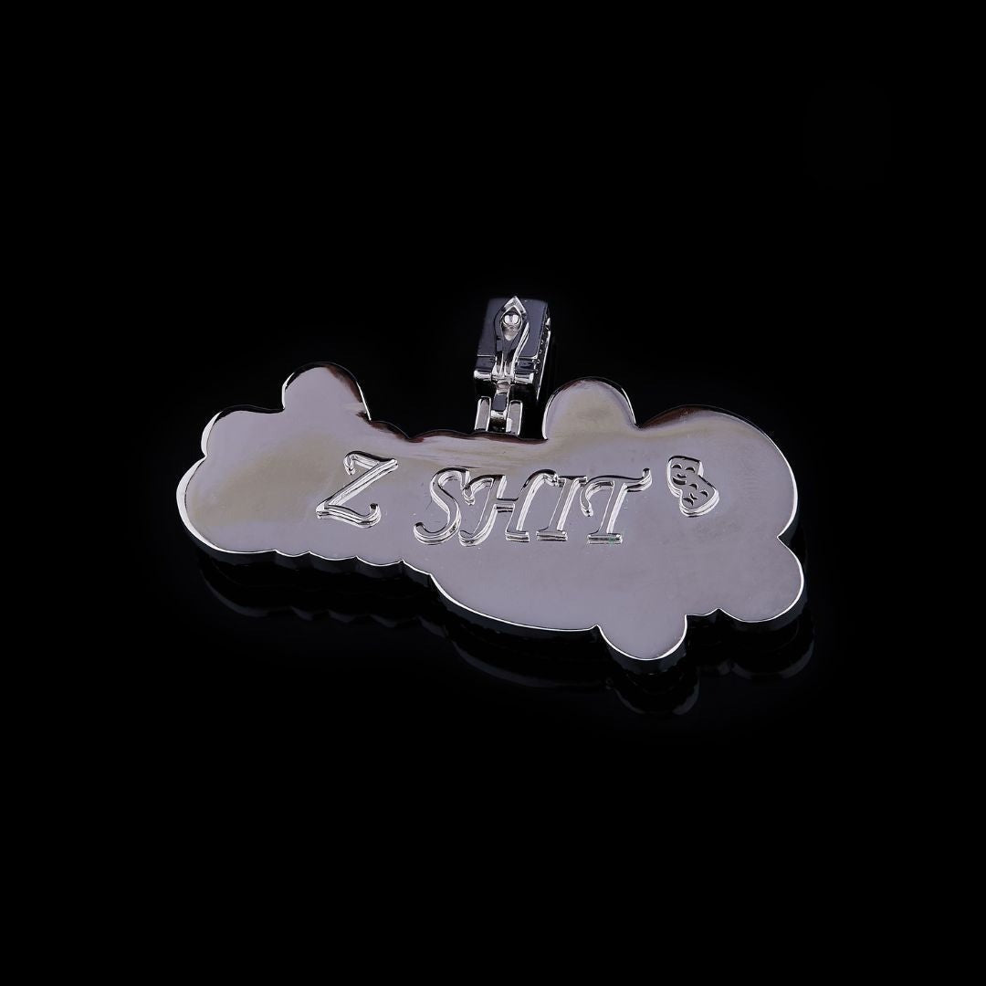 Blessed Baguette Moissanite Script Pendant VVS1 D Color Fully Iced Out