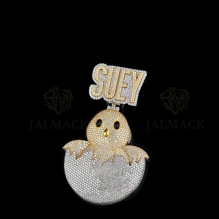 SUEY Hatching Chick Moissanite Pendant VVS1 D Color Fully Iced Out