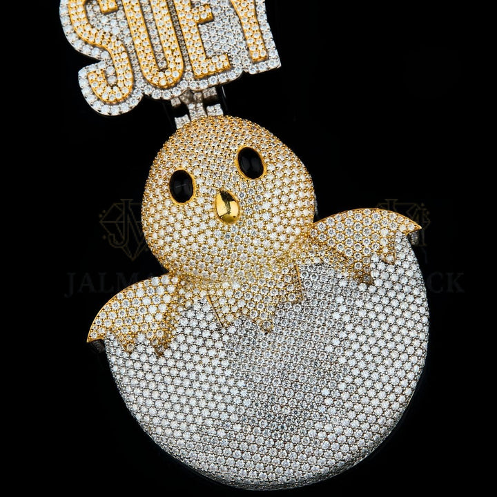 SUEY Hatching Chick Moissanite Pendant VVS1 D Color Fully Iced Out