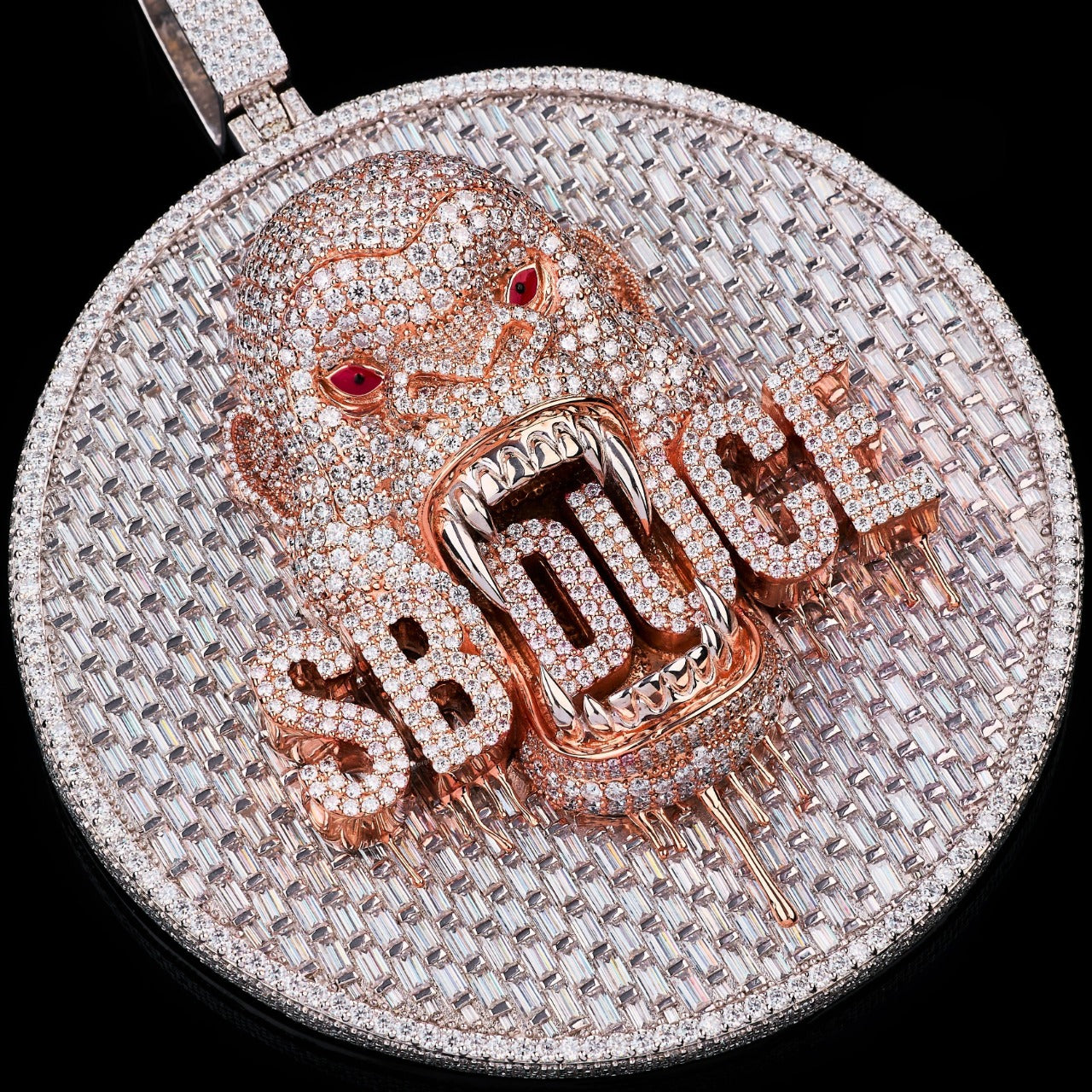 SB4L Gorilla Baguette Moissanite Medallion Pendant Fully Iced Out