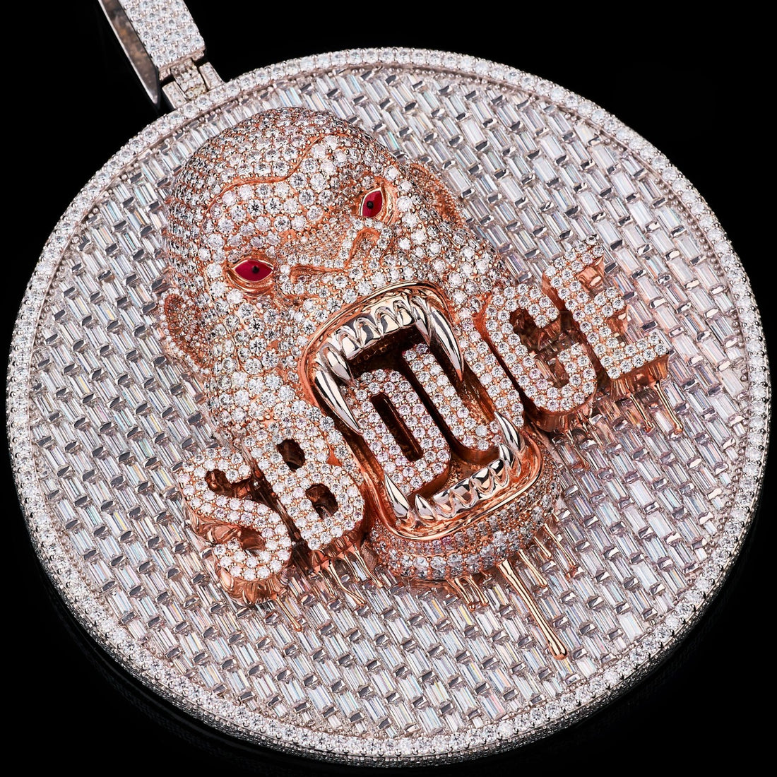 SB4L Gorilla Baguette Moissanite Medallion Pendant Fully Iced Out
