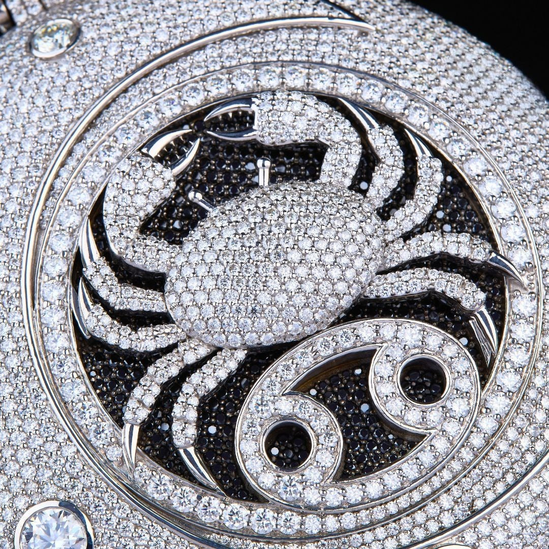 OBA Cancer Zodiac Moissanite Medallion Pendant VVS1 D Color Fully Iced Out