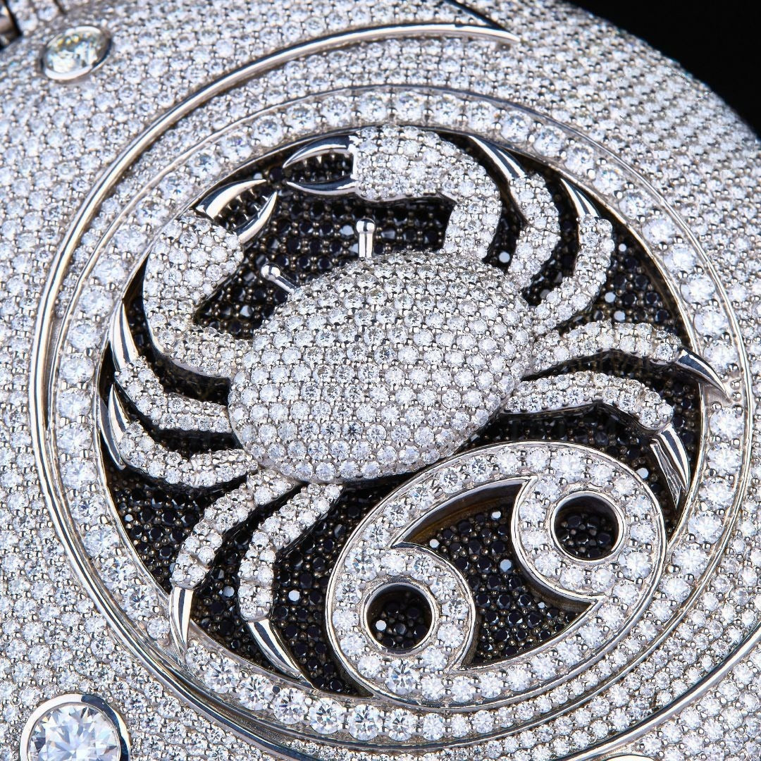 OBA Cancer Zodiac Moissanite Medallion Pendant VVS1 D Color Fully Iced Out