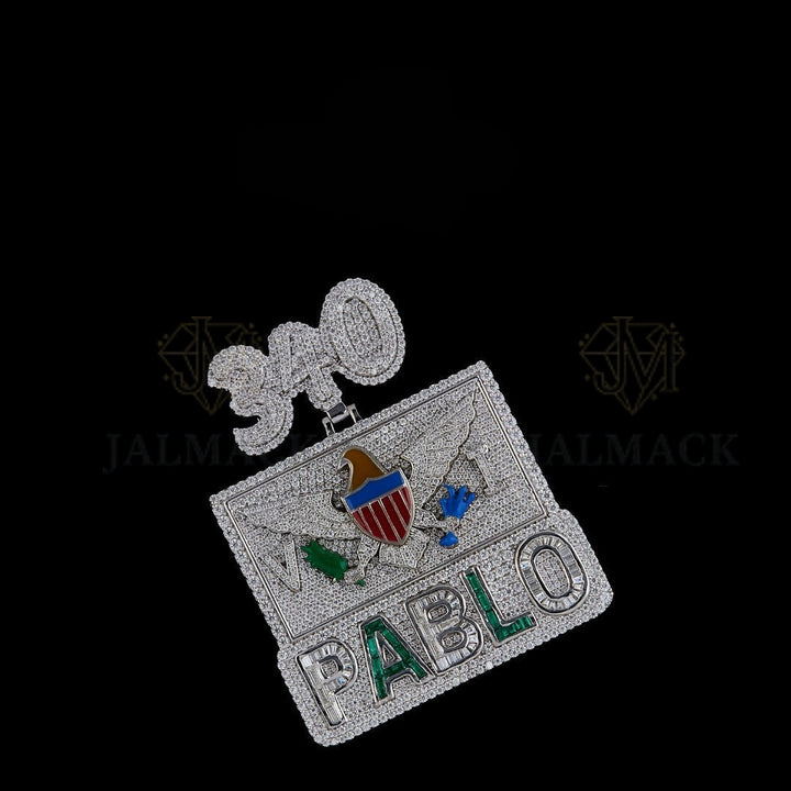 PABLO Eagle Crest Moissanite Pendant VVS1 D Color Fully Iced Out