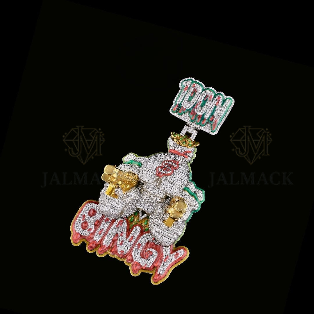 POW SWAG Money Bag Moissanite Character Pendant Fully Iced Out