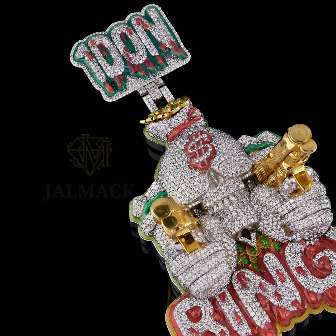POW SWAG Money Bag Moissanite Character Pendant Fully Iced Out