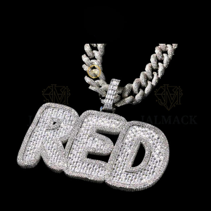 NED Baguette Moissanite Letter Pendant VVS1 D Color Fully Iced Out
