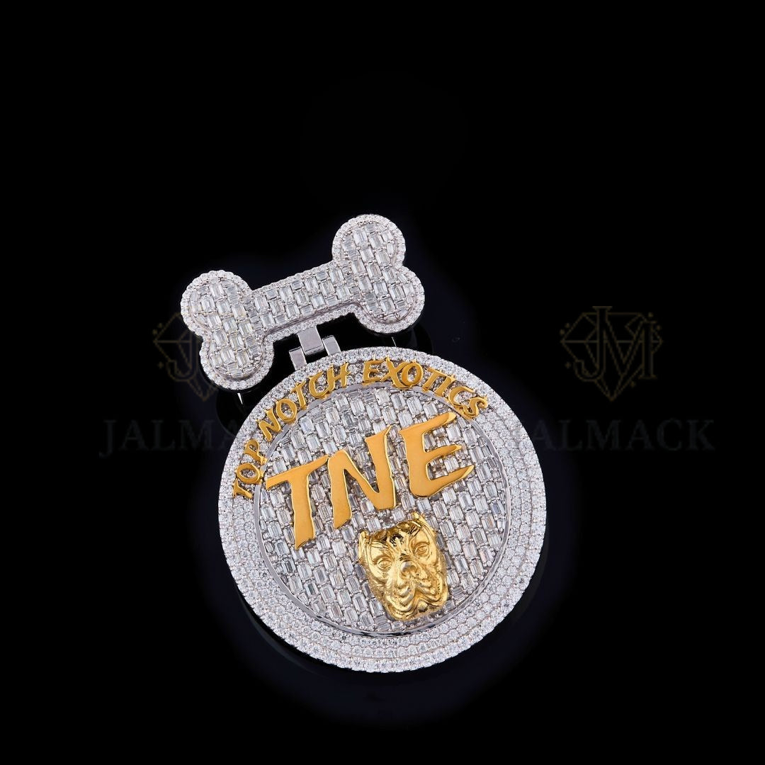 TNE Top Notch Exotics Dog Moissanite Medallion Pendant Fully Iced Out