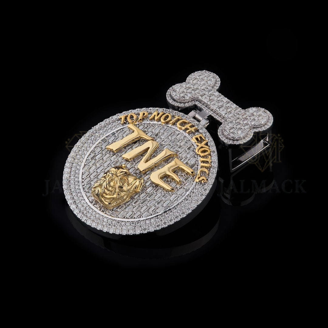 TNE Top Notch Exotics Dog Moissanite Medallion Pendant Fully Iced Out