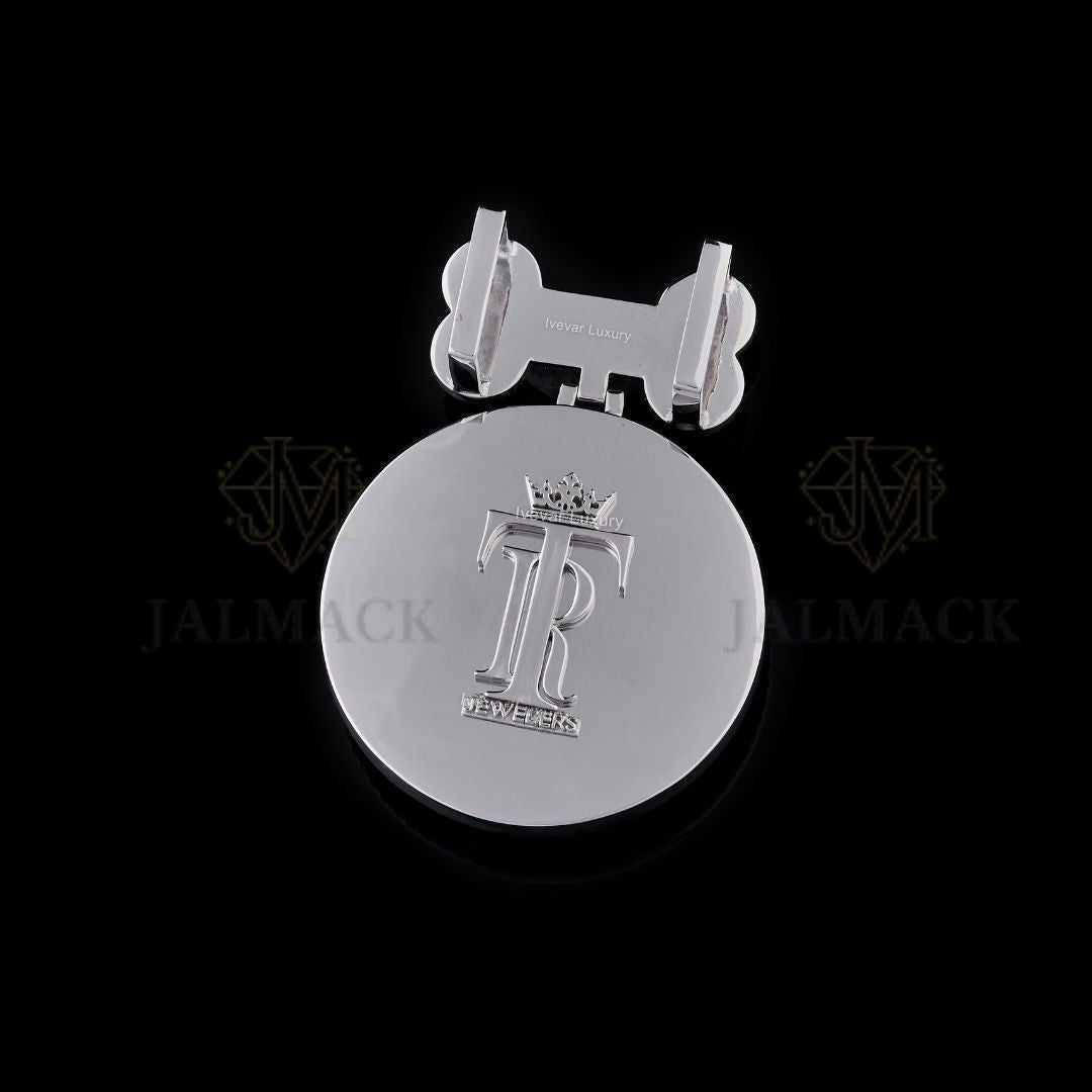 TNE Top Notch Exotics Dog Moissanite Medallion Pendant Fully Iced Out