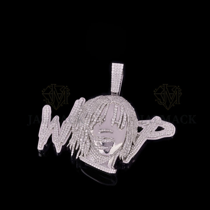 Custom Portrait Initial Moissanite Pendant VVS1 D Color Fully Iced Out