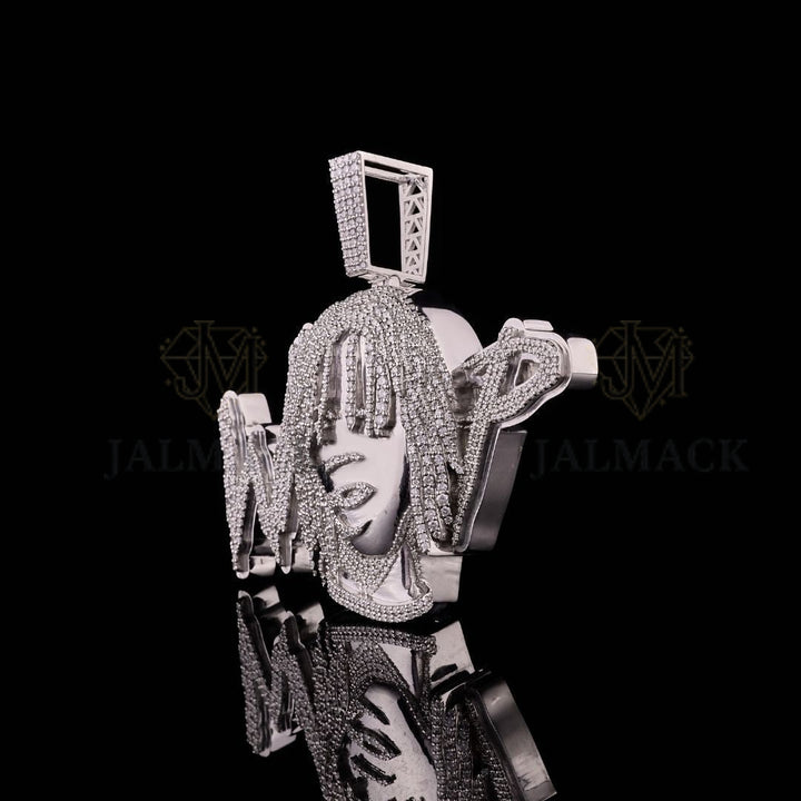 Custom Portrait Initial Moissanite Pendant VVS1 D Color Fully Iced Out