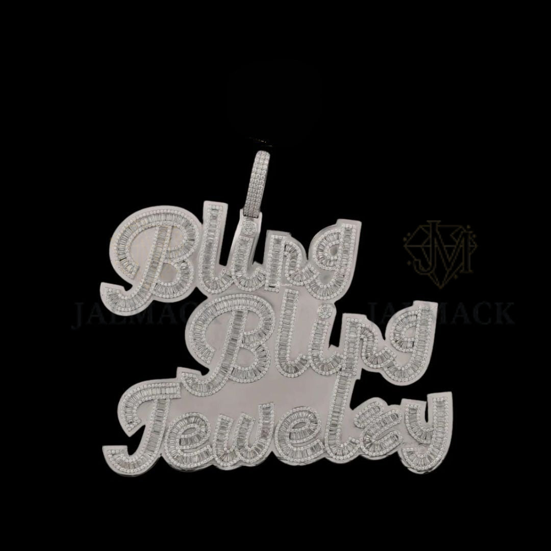 Bling Bling Jewelry Baguette Moissanite Pendant Fully Iced Out