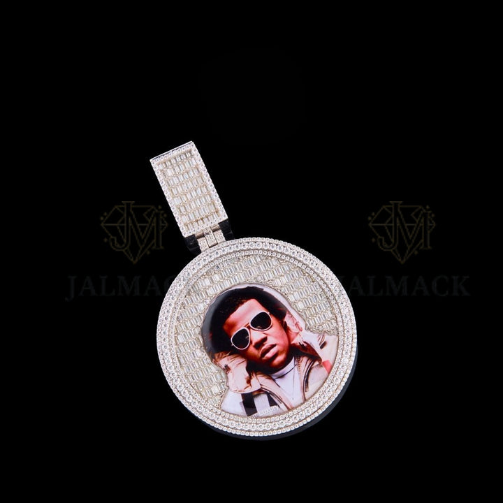 Personalized Baguette Photo Moissanite Medallion VVS1 D Color Fully Iced Out