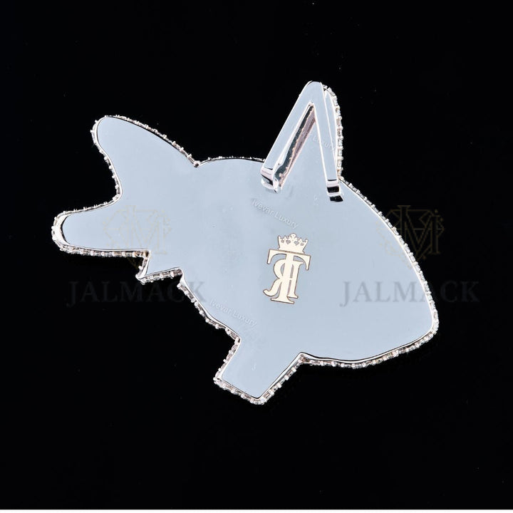Custom Winged Monogram Moissanite Pendant VVS1 D Color Fully Iced Out