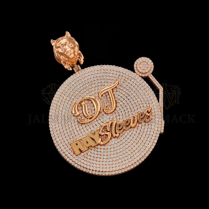 DJ RAY Sleeves Turntable Moissanite Medallion Fully Iced Out